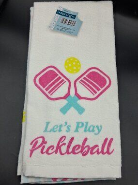 NWT 2 Kitchen Towels ~ 14.9" x 24.7" ~LET'S PLAY PICKLEBALL The Spring Shop